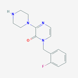 molecular formula C15H17FN4O B11838736 1-(2-Fluorobenzyl)-3-(piperazin-1-yl)pyrazin-2(1H)-one 