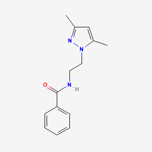molecular formula C14H17N3O B1183888 N-[2-(3,5-dimethyl-1H-pyrazol-1-yl)ethyl]benzamide 