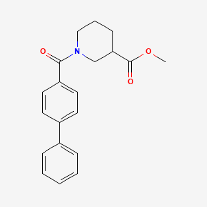 molecular formula C20H21NO3 B1183908 Methyl 1-([1,1'-biphenyl]-4-ylcarbonyl)-3-piperidinecarboxylate 