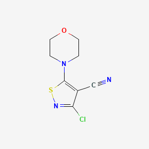 molecular formula C8H8ClN3OS B1184045 3-Chloro-5-(morpholin-4-yl)-1,2-thiazole-4-carbonitrile 