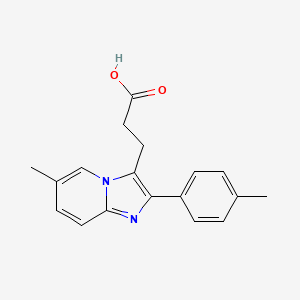 molecular formula C18H18N2O2 B11840469 Imidazo(1,2-a)pyridine-3-propanoic acid, 6-methyl-2-(4-methylphenyl)- CAS No. 88965-06-4