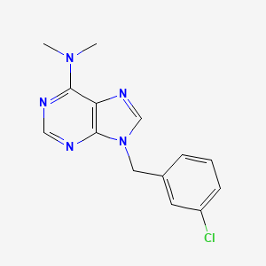 molecular formula C14H14ClN5 B11840779 9H-Purin-6-amine, 9-((3-chlorophenyl)methyl)-N,N-dimethyl- CAS No. 112089-14-2