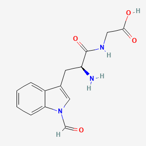 molecular formula C14H15N3O4 B11840814 (S)-2-(2-Amino-3-(1-formyl-1H-indol-3-yl)propanamido)acetic acid 