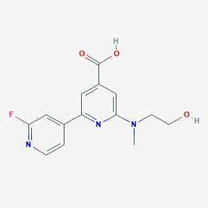 molecular formula C14H14FN3O3 B11840819 2'-Fluoro-6-((2-hydroxyethyl)(methyl)amino)-[2,4'-bipyridine]-4-carboxylic acid 