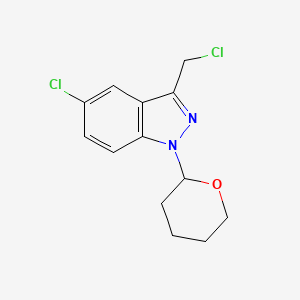 molecular formula C13H14Cl2N2O B11840921 5-Chloro-3-(chloromethyl)-1-(tetrahydro-2H-pyran-2-yl)-1H-indazole 