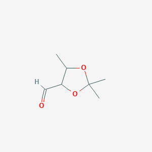 molecular formula C7H12O3 B118429 1,3-Dioxolane-4-carboxaldehyde, 2,2,5-trimethyl-, (4S,5R)- CAS No. 143169-20-4