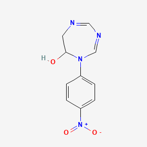 molecular formula C10H10N4O3 B1184313 1-{4-nitrophenyl}-6,7-dihydro-1H-1,3,5-triazepin-7-ol 