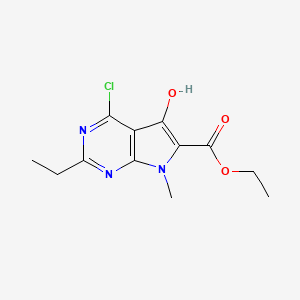 Ethyl 4-chloro-2-ethyl-5-hydroxy-7-methyl-7H-pyrrolo[2,3-d]pyrimidine-6-carboxylate