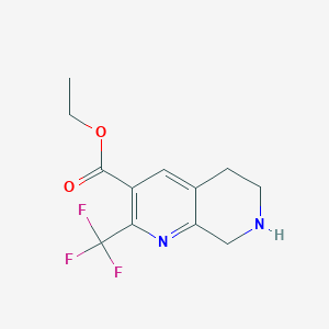 molecular formula C12H13F3N2O2 B11844636 Ethyl 2-(trifluoromethyl)-5,6,7,8-tetrahydro-1,7-naphthyridine-3-carboxylate CAS No. 794461-86-2