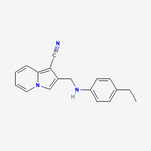 molecular formula C18H17N3 B11846068 2-(((4-Ethylphenyl)amino)methyl)indolizine-1-carbonitrile CAS No. 880466-98-8