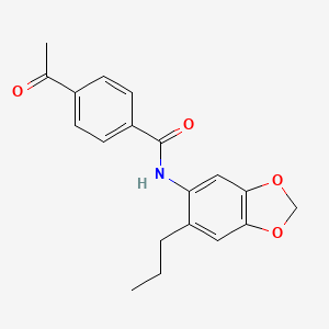 molecular formula C19H19NO4 B1184687 4-acetyl-N-(6-propyl-1,3-benzodioxol-5-yl)benzamide 