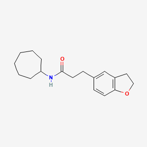molecular formula C18H25NO2 B1184772 N-cycloheptyl-3-(2,3-dihydro-1-benzofuran-5-yl)propanamide 