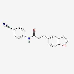 molecular formula C18H16N2O2 B1184779 N-(4-cyanophenyl)-3-(2,3-dihydro-1-benzofuran-5-yl)propanamide 