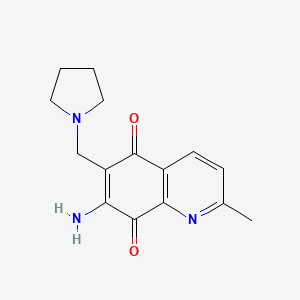 5,8-Quinolinedione, 7-amino-2-methyl-6-(1-pyrrolidinylmethyl)-