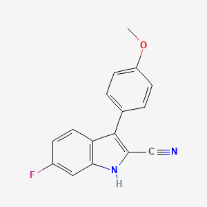 molecular formula C16H11FN2O B11852045 6-Fluoro-3-(4-methoxyphenyl)-1H-indole-2-carbonitrile CAS No. 62039-80-9