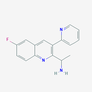 molecular formula C16H14FN3 B11852322 1-(6-Fluoro-3-(pyridin-2-yl)quinolin-2-yl)ethanamine 