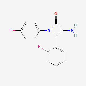 molecular formula C15H12F2N2O B11852781 3-Amino-4-(2-fluorophenyl)-1-(4-fluorophenyl)azetidin-2-one 