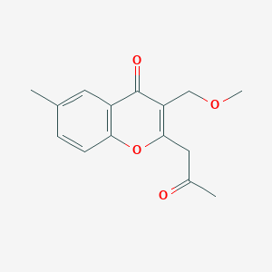 molecular formula C15H16O4 B11852981 3-(Methoxymethyl)-6-methyl-2-(2-oxopropyl)-4H-1-benzopyran-4-one CAS No. 88214-18-0