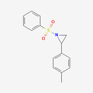 molecular formula C15H15NO2S B11853108 1-(Benzenesulfonyl)-2-(4-methylphenyl)aziridine CAS No. 97401-88-2