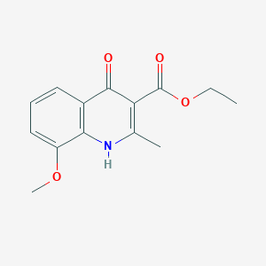 molecular formula C14H15NO4 B11853357 Ethyl 4-hydroxy-8-methoxy-2-methylquinoline-3-carboxylate CAS No. 88960-42-3