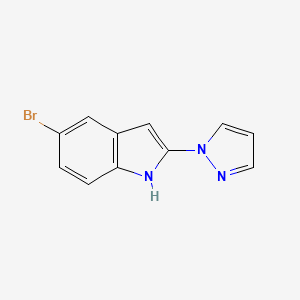 molecular formula C11H8BrN3 B11853621 5-Bromo-2-(1H-pyrazol-1-yl)-1H-indole 