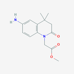 molecular formula C14H18N2O3 B11853750 Methyl 2-(6-amino-4,4-dimethyl-2-oxo-3,4-dihydroquinolin-1(2H)-yl)acetate 