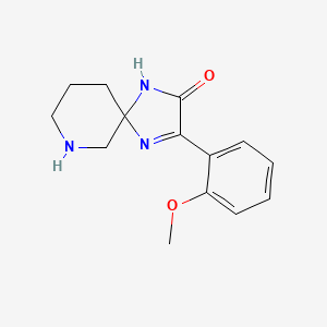 molecular formula C14H17N3O2 B11853990 3-(2-Methoxyphenyl)-1,4,7-triazaspiro[4.5]dec-3-en-2-one 