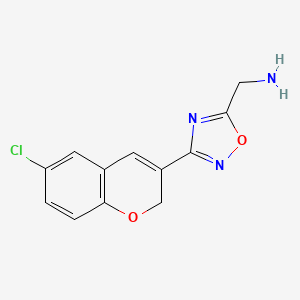 molecular formula C12H10ClN3O2 B11854004 (3-(6-Chloro-2H-chromen-3-yl)-1,2,4-oxadiazol-5-yl)methanamine 