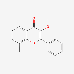 molecular formula C17H14O3 B11854072 3-Methoxy-8-methyl-2-phenyl-4H-1-benzopyran-4-one CAS No. 87165-68-2