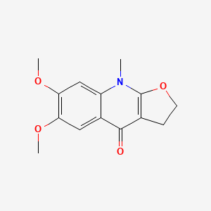 molecular formula C14H15NO4 B11854225 6,7-Dimethoxy-9-methyl-2,3-dihydrofuro[2,3-b]quinolin-4(9H)-one CAS No. 62595-68-0