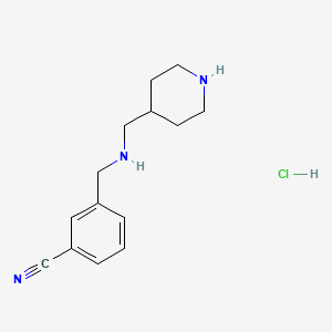 molecular formula C14H20ClN3 B11854227 3-(((Piperidin-4-ylmethyl)amino)methyl)benzonitrile hydrochloride 