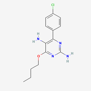molecular formula C14H17ClN4O B1185439 4-Butoxy-6-(4-chlorophenyl)-2,5-pyrimidinediamine 