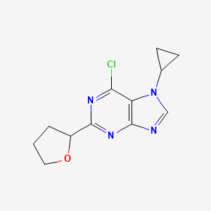 molecular formula C12H13ClN4O B11854546 6-Chloro-7-cyclopropyl-2-(tetrahydrofuran-2-yl)-7H-purine 