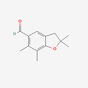 molecular formula C13H16O2 B1185468 2,2,6,7-Tetramethyl-2,3-dihydro-1-benzofuran-5-carbaldehyde 