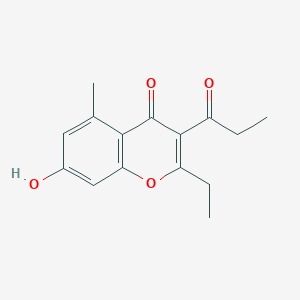 2-Ethyl-7-hydroxy-5-methyl-3-propanoyl-4H-1-benzopyran-4-one