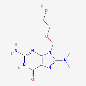 molecular formula C10H16N6O3 B11855093 9-((2-Hydroxyethoxy)methyl)-8-dimethylaminoguanine CAS No. 91898-02-1