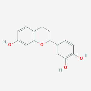 B11855188 1,2-Benzenediol, 4-(3,4-dihydro-7-hydroxy-2H-1-benzopyran-2-yl)- CAS No. 493-98-1