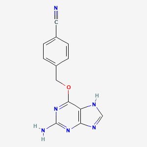 molecular formula C13H10N6O B11855326 4-(((2-Amino-7H-purin-6-YL)oxy)methyl)benzonitrile 