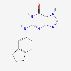 molecular formula C14H13N5O B11855341 6H-Purin-6-one, 2-((2,3-dihydro-1H-inden-5-yl)amino)-1,9-dihydro- CAS No. 83173-13-1