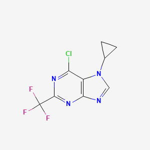 molecular formula C9H6ClF3N4 B11855354 6-Chloro-7-cyclopropyl-2-(trifluoromethyl)-7H-purine 