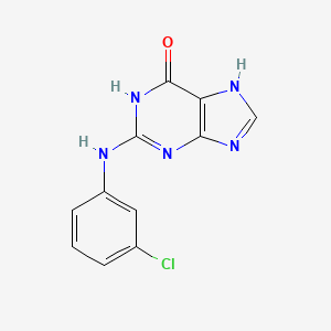 molecular formula C11H8ClN5O B11855457 6H-Purin-6-one, 2-((3-chlorophenyl)amino)-1,9-dihydro- CAS No. 123994-67-2