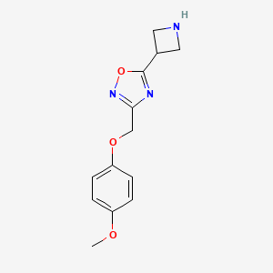 molecular formula C13H15N3O3 B11855609 5-(Azetidin-3-yl)-3-((4-methoxyphenoxy)methyl)-1,2,4-oxadiazole 