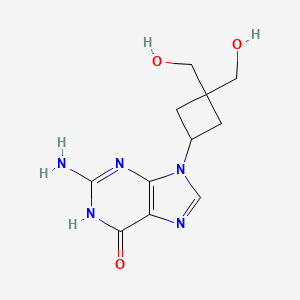 molecular formula C11H15N5O3 B11856052 6H-Purin-6-one, 2-amino-9-(3,3-bis(hydroxymethyl)cyclobutyl)-1,9-dihydro- CAS No. 130368-81-9