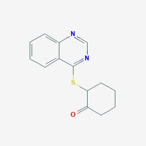 molecular formula C14H14N2OS B11856490 Cyclohexanone, 2-(4-quinazolinylthio)- CAS No. 51239-48-6