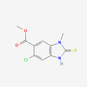 molecular formula C10H9ClN2O2S B11856571 Methyl 5-chloro-2-mercapto-1-methyl-1H-benzo[d]imidazole-6-carboxylate 