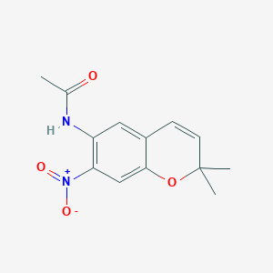 molecular formula C13H14N2O4 B11856795 Acetamide, N-(2,2-dimethyl-7-nitro-2H-1-benzopyran-6-yl)- CAS No. 64169-74-0