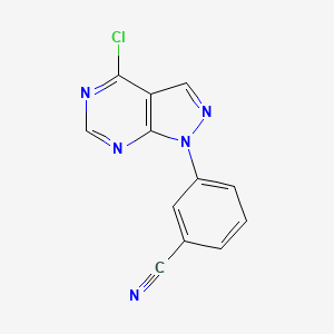 molecular formula C12H6ClN5 B11856847 3-(4-Chloro-1H-pyrazolo[3,4-D]pyrimidin-1-YL)benzonitrile 