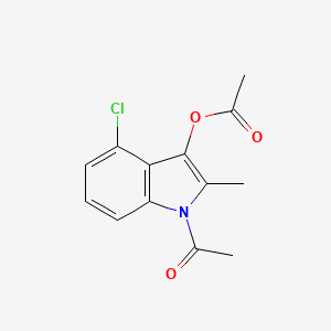 molecular formula C13H12ClNO3 B11857396 1-Acetyl-4-chloro-2-methyl-1h-indol-3-yl acetate CAS No. 5446-21-9