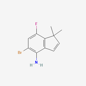 molecular formula C11H11BrFN B11857490 5-Bromo-7-fluoro-1,1-dimethyl-1H-inden-4-amine 