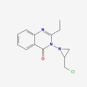 molecular formula C13H14ClN3O B11857525 4(3H)-Quinazolinone, 3-[2-(chloromethyl)-1-aziridinyl]-2-ethyl- CAS No. 112085-03-7